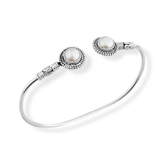 Bracelete com Pedra de Pérola Trabalhado 