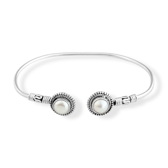Bracelete com Pedra de Pérola Trabalhado 