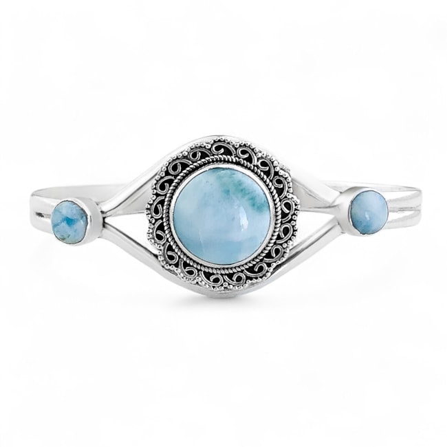 Bracelete com Pedra Larimar Trabalhado 