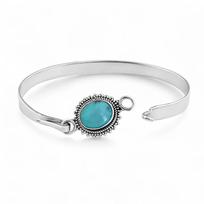 Bracelete com Pedra Turquesa Trabalhado 