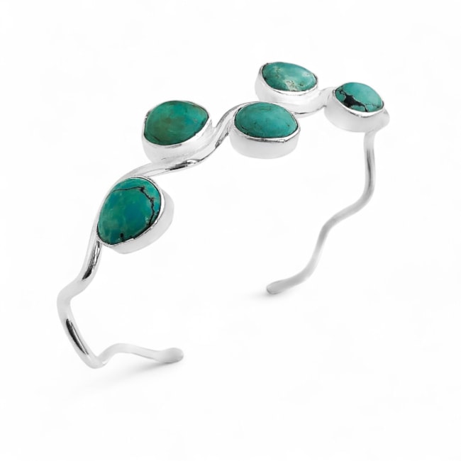 Bracelete com Pedras Turquesa Ajustável 