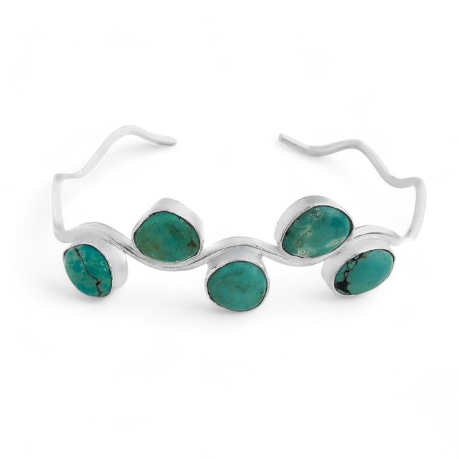 Bracelete com Pedras Turquesa Ajustável 