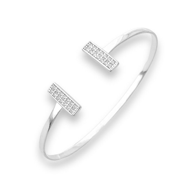 Bracelete com Retângulos Cravejados com  Zircônias