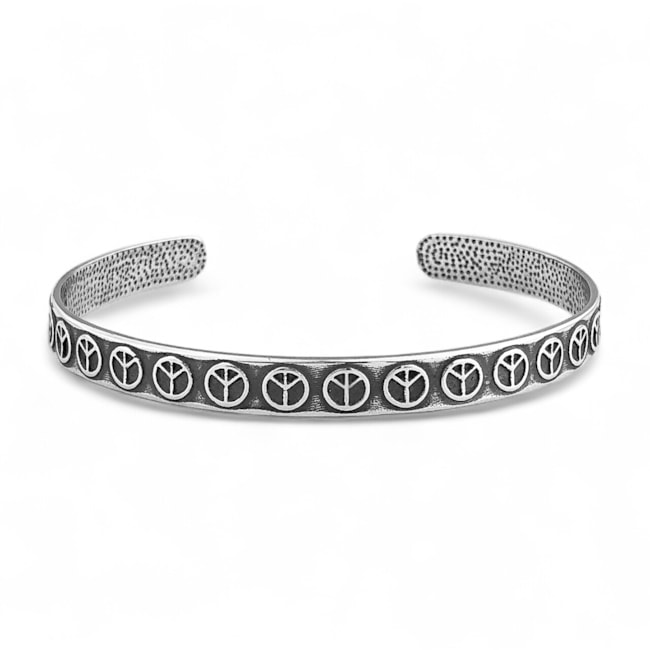 Bracelete com Símbolo da Paz Envelhecido