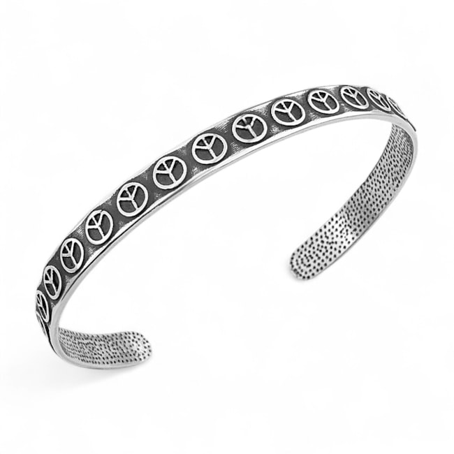 Bracelete com Símbolo da Paz Envelhecido