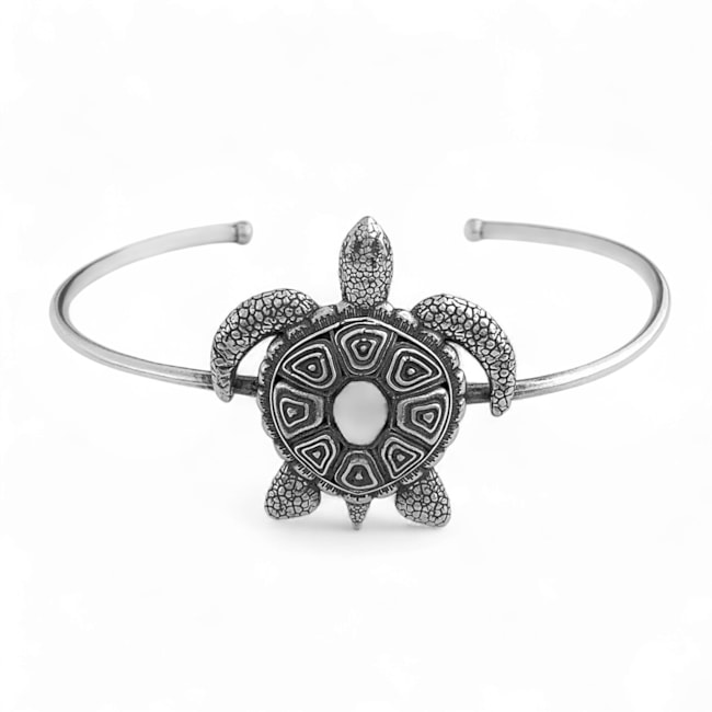 Bracelete com Tartaruga Trabalhada Envelhecida 