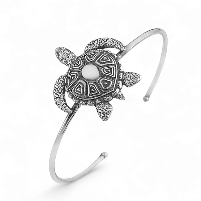 Bracelete com Tartaruga Trabalhada Envelhecida 
