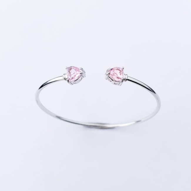 Bracelete com Zircônias de Coração Rosa