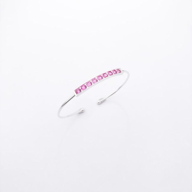 Bracelete Cravejado de Zircônias Rosas