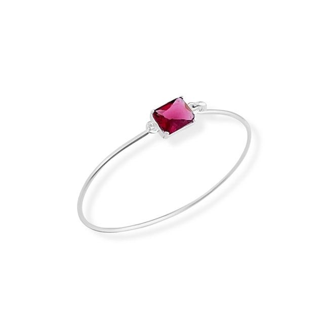 Bracelete Fino de Encaixe com Zircônia Rubi
