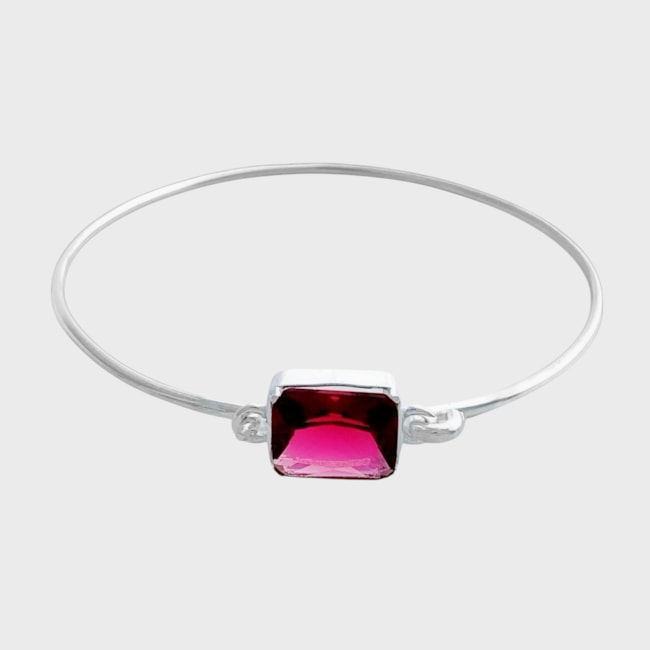 Bracelete Fino de Encaixe com Zircônia Rubi