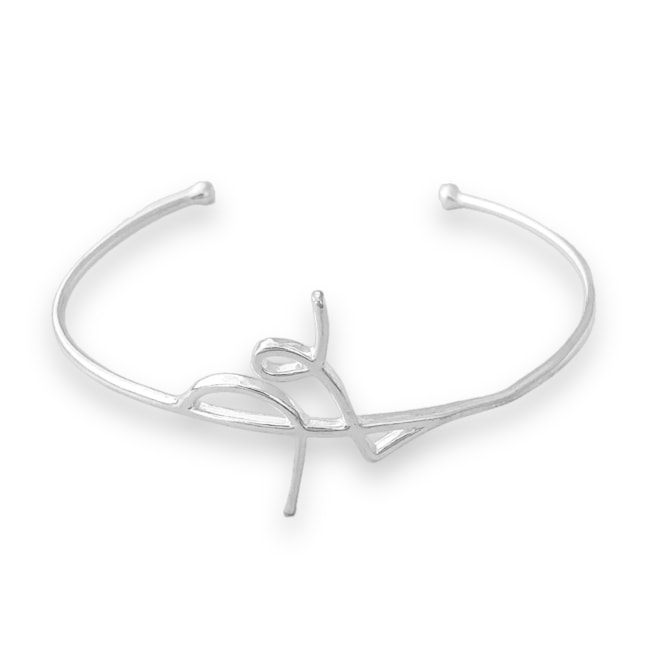 Bracelete Liso com a Palavra "Fé" em Cursiva  