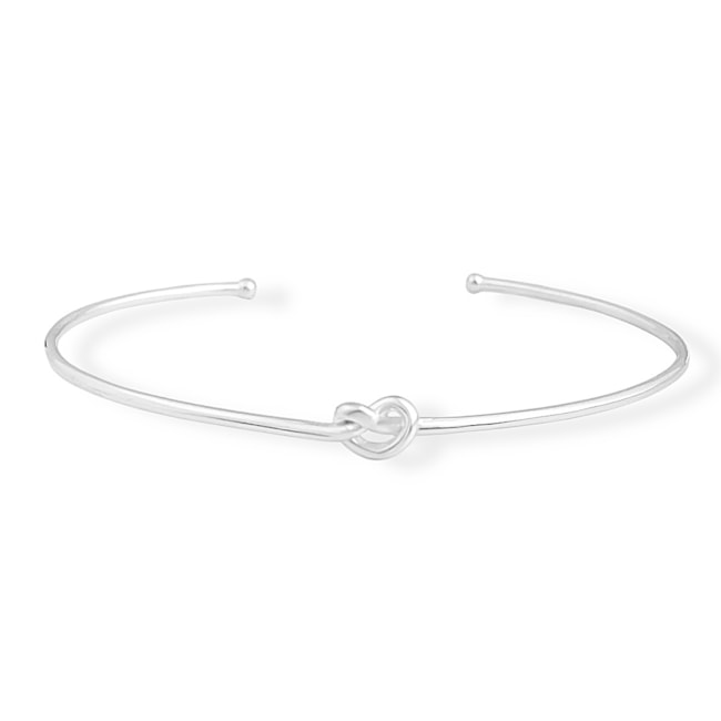 Bracelete Liso com Nó de Coração Ajustável 