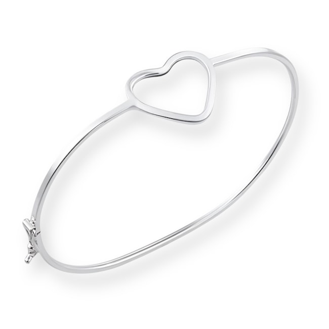 Bracelete Liso de Fecho com Coração Vazado