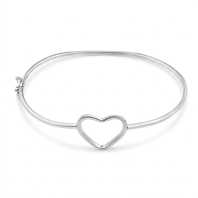 Bracelete Liso de Fecho com Coração Vazado