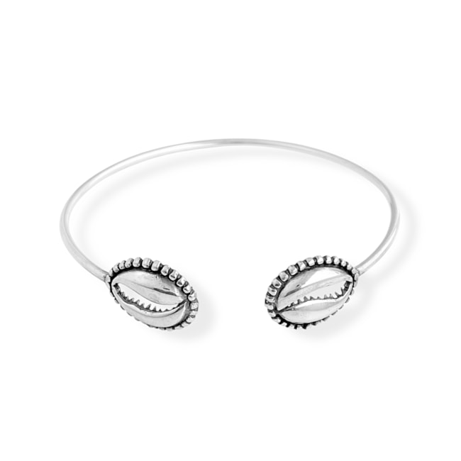 Bracelete Liso Envelhecido com Búzios nas Pontas  