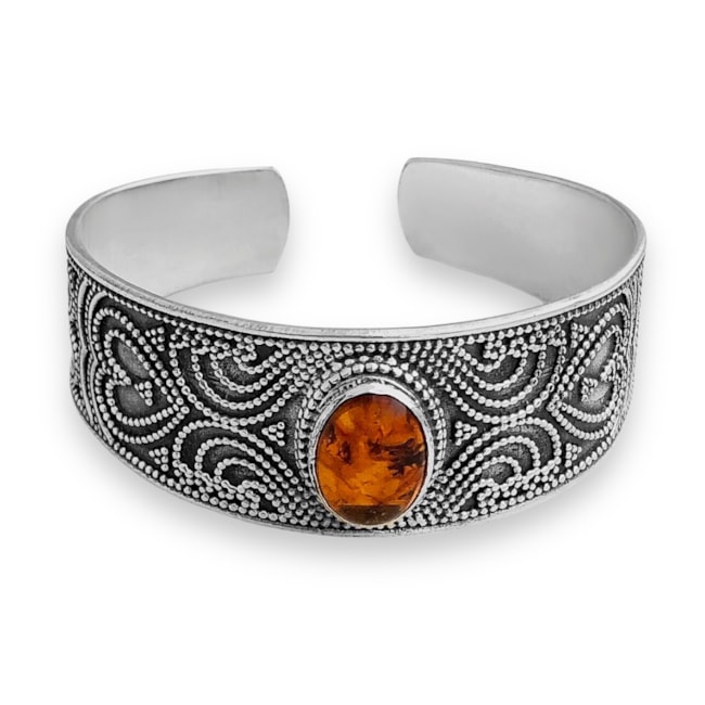 Bracelete Trabalhado com Pedra Âmbar