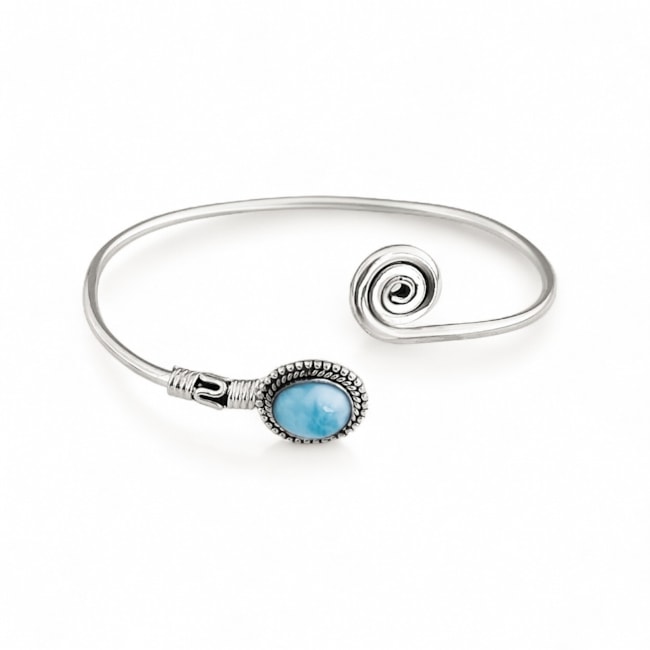 Bracelete Trabalhado com Pedra Larimar 