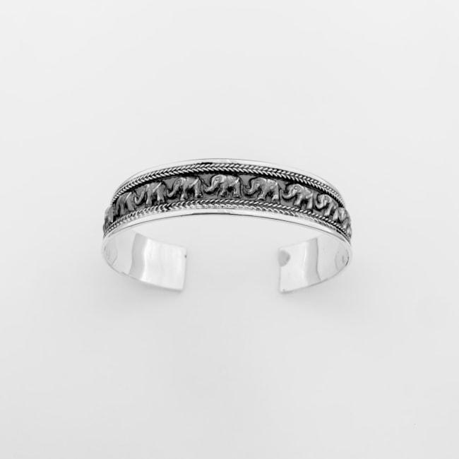 Bracelete Trabalhado de Elefantes e Trançado
