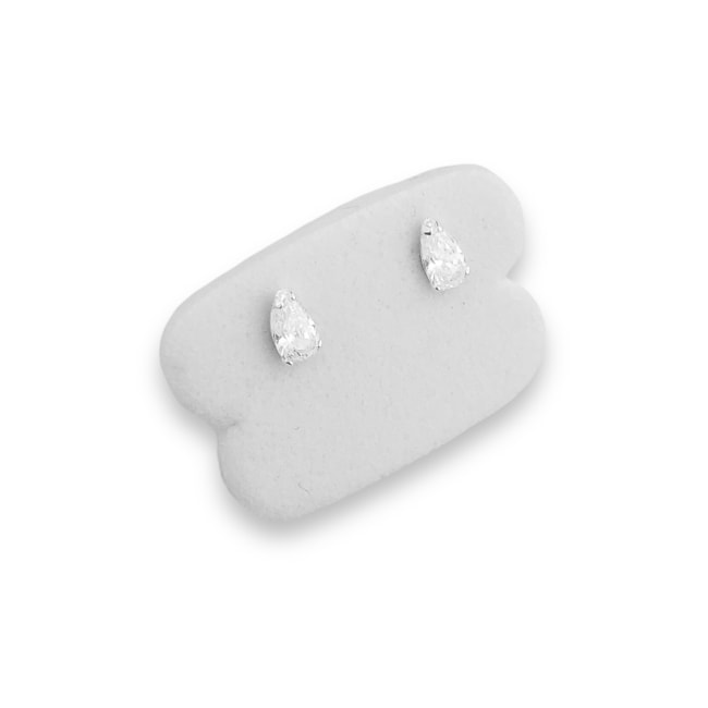 Brinco Branco com Zircônia Cristal de Gota 