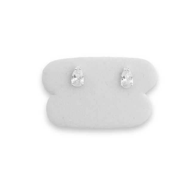 Brinco Branco com Zircônia Cristal de Gota 