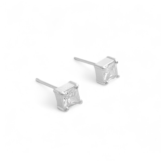Brinco Branco com Zircônia Quadrada 