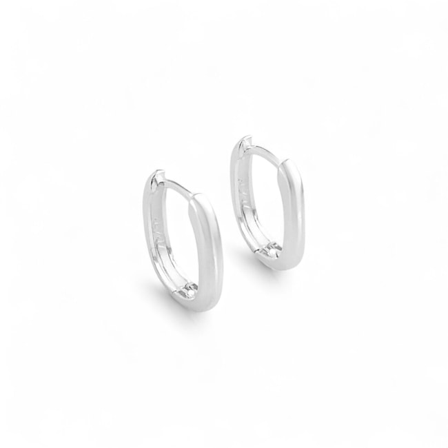 Brinco Branco de Argola Quadrada e Lisa