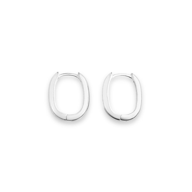 Brinco Branco de Argola Quadrada e Lisa