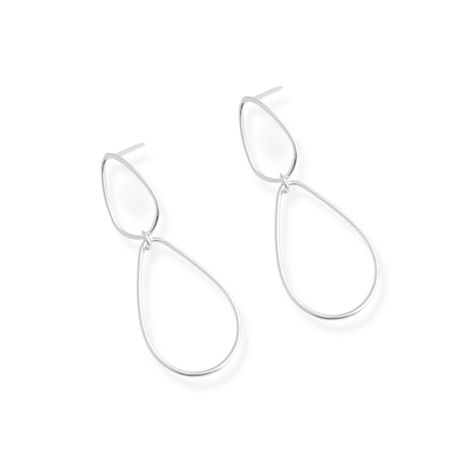 Brinco com Duas Gotas Vazadas Médio 