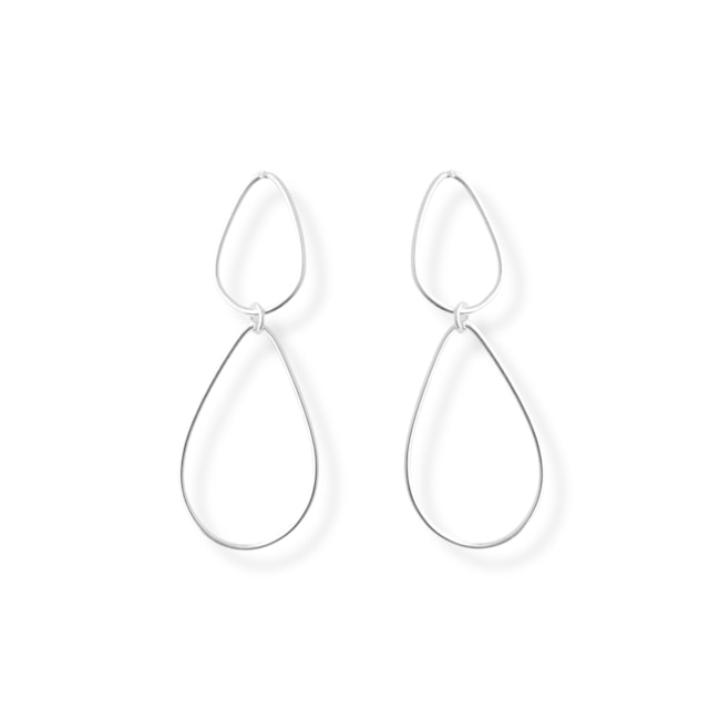 Brinco com Duas Gotas Vazadas Médio 