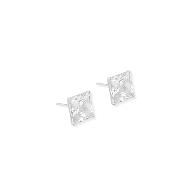 Brinco com Zircônia Cristal Quadrada 