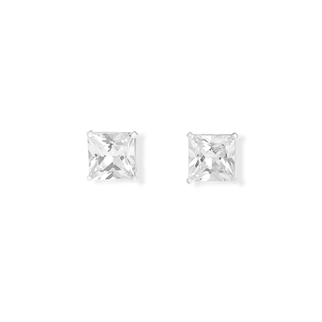Brinco com Zircônia Cristal Quadrada 