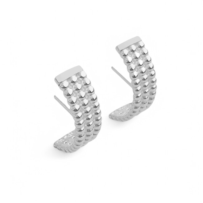 Brinco Curvado com Bolinhas 