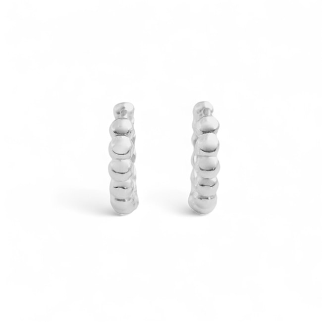 Brinco de Argola Branco Todo de Bolinha