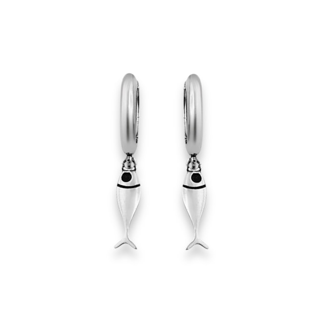Brinco de Argola Click com Pingente de Peixe 