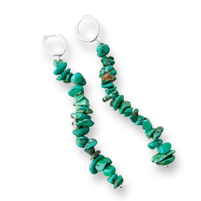 Brinco de Argola com Cascalho de Turquesa 