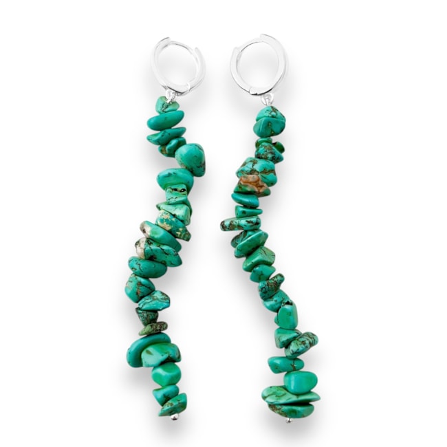 Brinco de Argola com Cascalho de Turquesa 