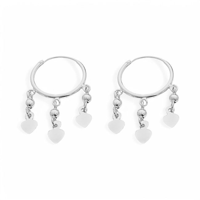 Brinco de Argola com Corações e Bolinhas