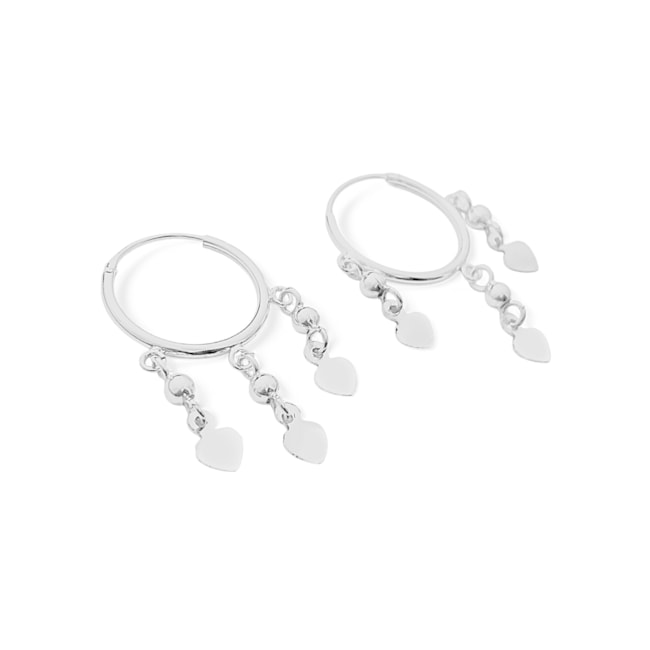 Brinco de Argola com Corações e Bolinhas