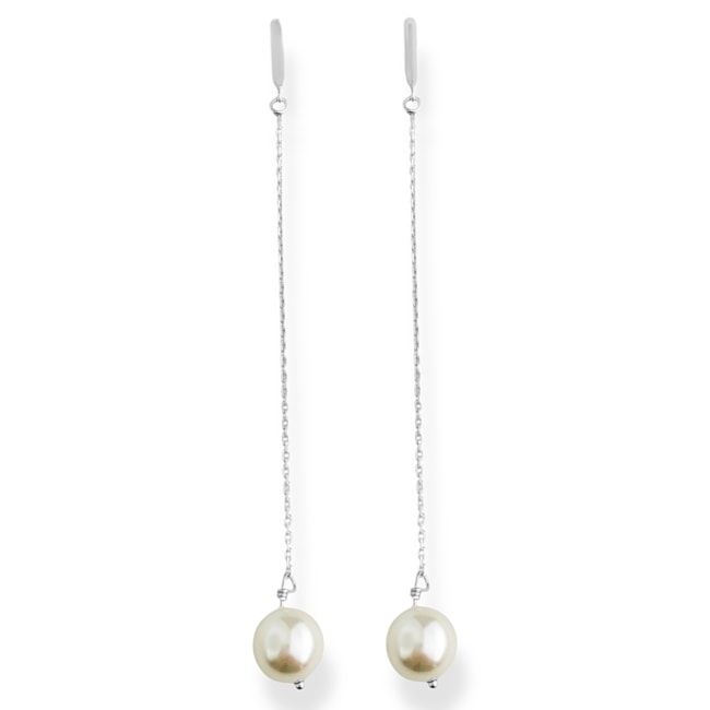 Brinco de Argola com Corrente e Pérola