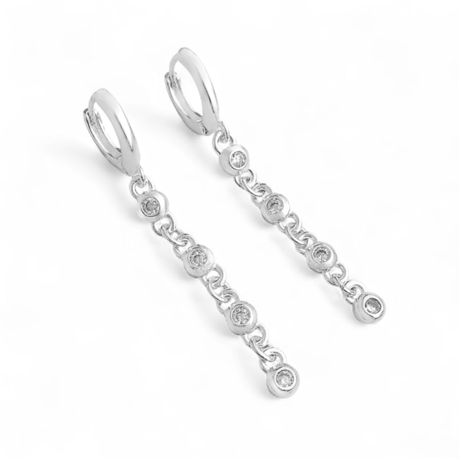 Brinco de Argola com Fio de Zircônias Brancas