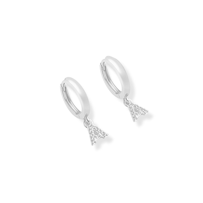 Brinco de Argola com Letra A Cravejada de Zircônias