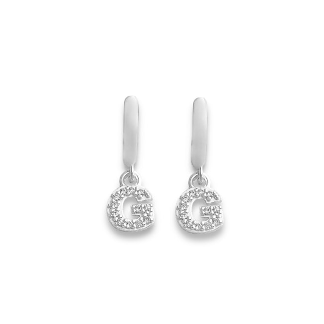 Brinco de Argola com Letra G Cravejada de Zircônias 
