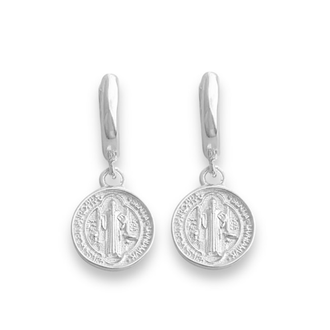 Brinco de Argola com Medalha de São Bento