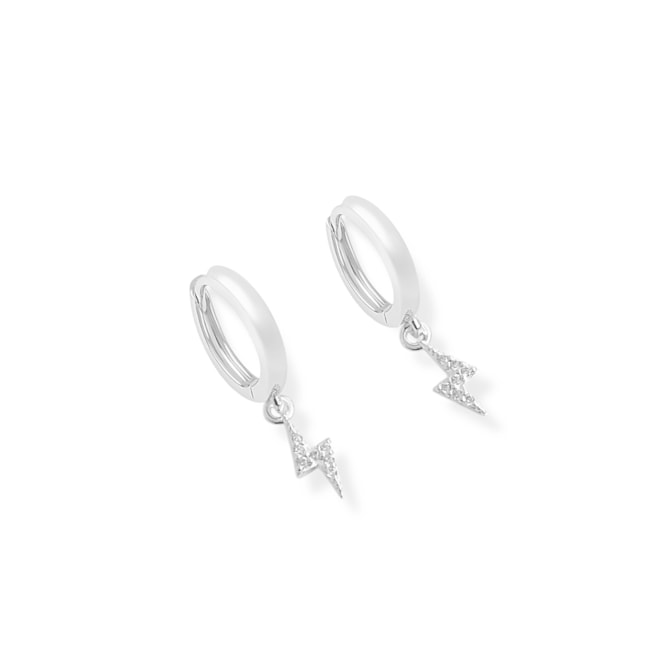 Brinco de Argola com Pingente de Raio Cravejado de Zircônia Cristal 