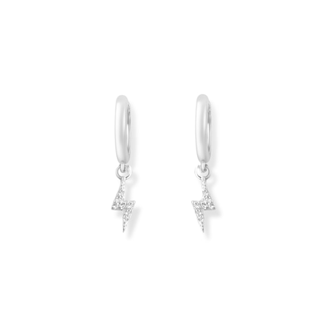 Brinco de Argola com Pingente de Raio Cravejado de Zircônia Cristal 