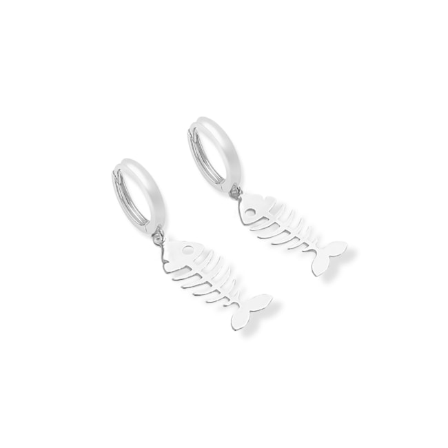 Brinco de Argola com Pingente Espinha de Peixe