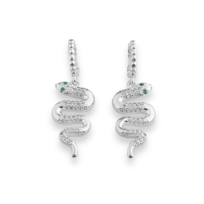 Brinco de Argola com Serpente Cravejada com Zircônias 