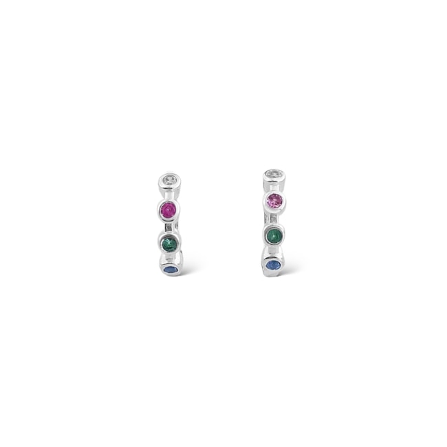 Brinco de Argola com Zircônias Coloridas 