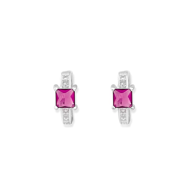 Brinco de Argola com Zircônias Rosa e Brancas
